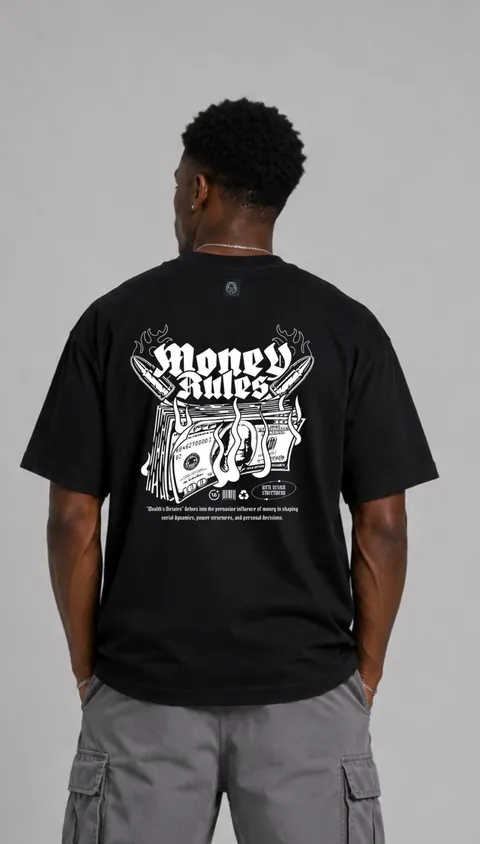 Remera Over Money Rules, vista 1